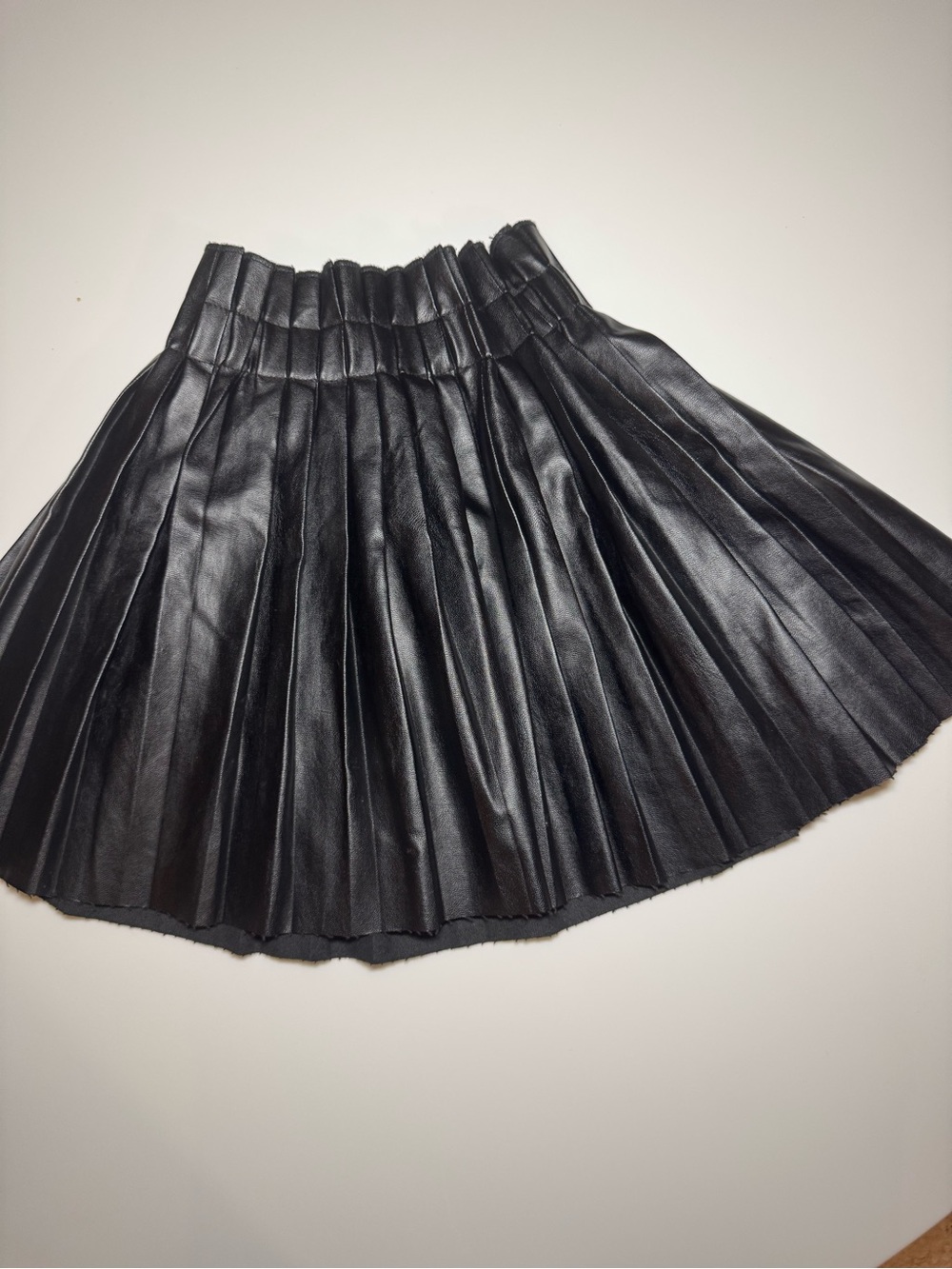 Lola and the Boys Black Pleated Faux Leather Skater Skirt
